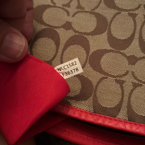 EUC Coach Signature Canvas File Crossbody Bag Khaki/Classic Red F36378 - Picture 12 of 12